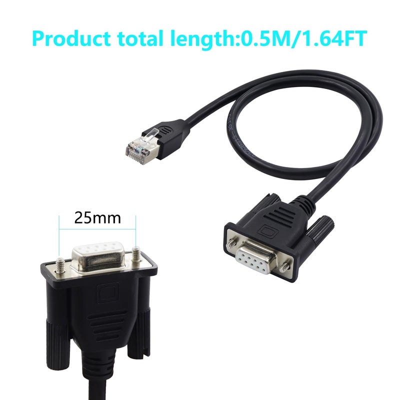 LANMINGLEL RJ45 to DB9 Cable RJ45 Male to DB9 9-Pin Female RS232 Serial Port Cat5 Ethernet LAN Console Cable RJ45 to RS232 Networking Devices Console Cable for Routers, Switches 0.5M - Image 5